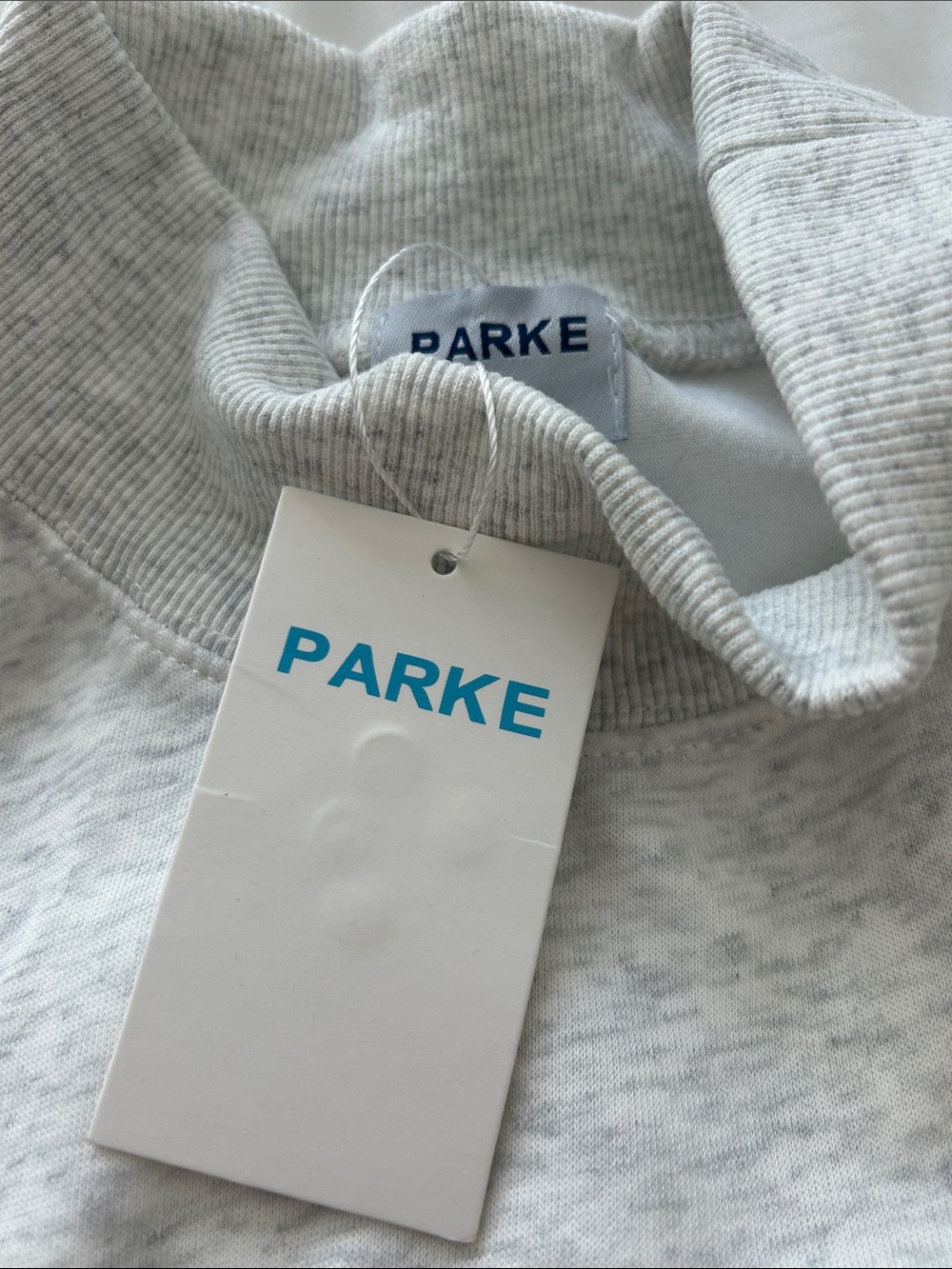 Parker Light Heather Gray Mock Neck Sweatshirt with Embroidered Logo - Picture 2 of 7